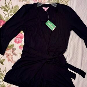 Lilly Pulitzer Black Wrap-Front Jumpsuit Romper
